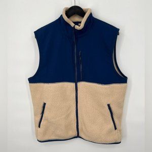 NWT J Crew Mens Sherpa Zip Front Vest Jacket Fleece Coat Size L MSRP $99